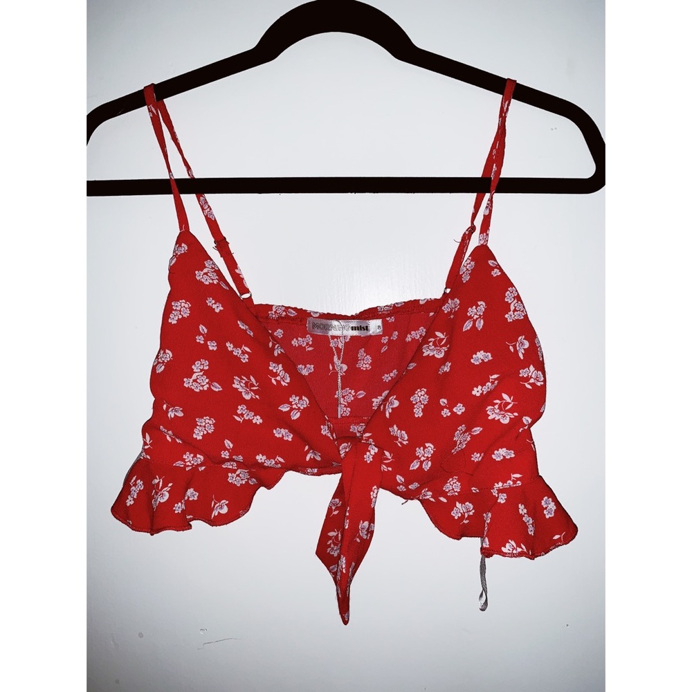 Princess Polly red crop too with tie